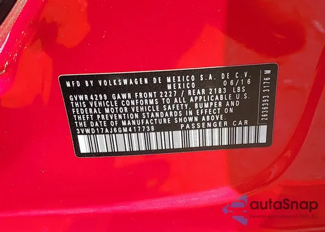 2016 Volkswagen Jetta 1.8T Sport from USA, damaged, VIN 3VWD17AJ6GM417738